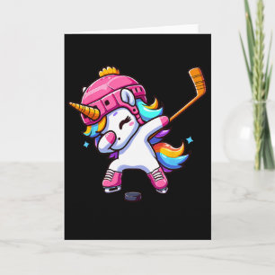 Söt Dabbig Enhörning Ishockey Tjej Rolig Ishockey Kort