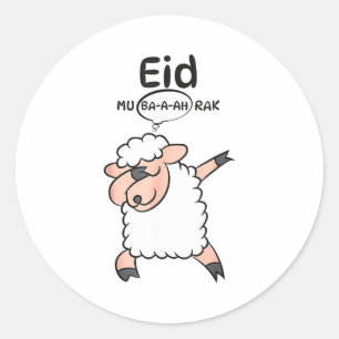 Söt Dabbig Får Eid Mu-ba-a-ah-rak Eid Al Adha Runt Klistermärke