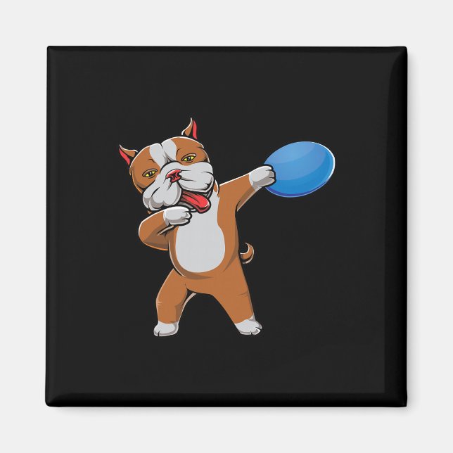Söt Dabbig Pitbull Discgolfälskare Pit Bull Husdju Magnet (Framsidan)