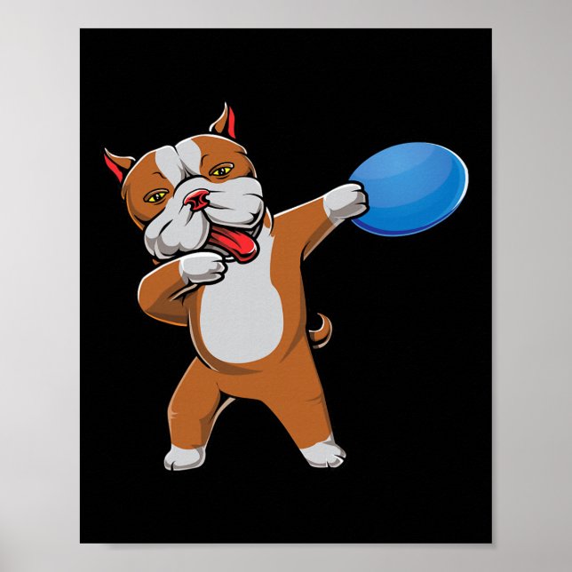 Söt Dabbig Pitbull Discgolfälskare Pit Bull Husdju Poster (Framsidan)