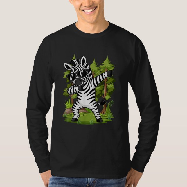 Söt Dabbing-Zebra Rolig Zebra-dans Djur  T Shirt (Framsida)