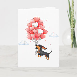 Söt Dachshund Alla Hjärtans Dag Ballong Hundälskar Kort