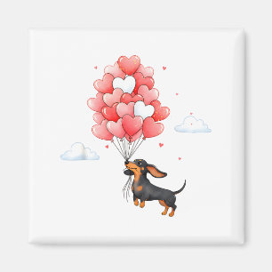 Söt dachshund Alla hjärtans dag Ballong Hundälskar Magnet