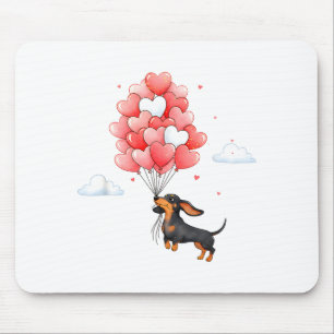 Söt dachshund Alla hjärtans dag Ballong Hundälskar Musmatta