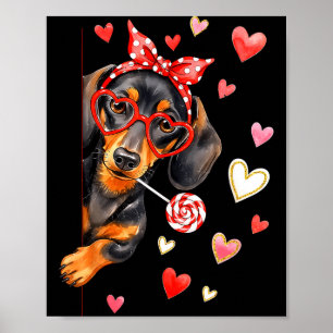 Söt Dachshund Alla Hjärtans Dag Hjärt Hund Mamma H Poster