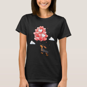 Söt dachshund Alla hjärtans hjärta ballong hundäls T Shirt