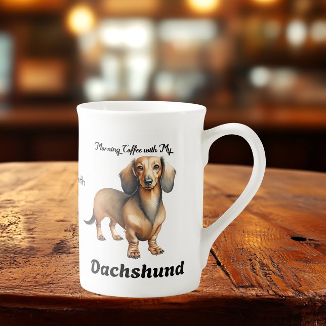 Söt Dachshund Brun Personlig Benporslin Mugg (Skapare uppladdad)