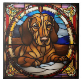 Söt Dachshund Dekorativ Keramisk Platta Kakelplatta