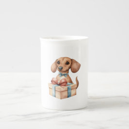Söt Dachshund Födelsedagsmugg En Aning Äldre Benporslin Mugg