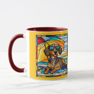 Söt Dachshund Glasmosaik Kaffemugg