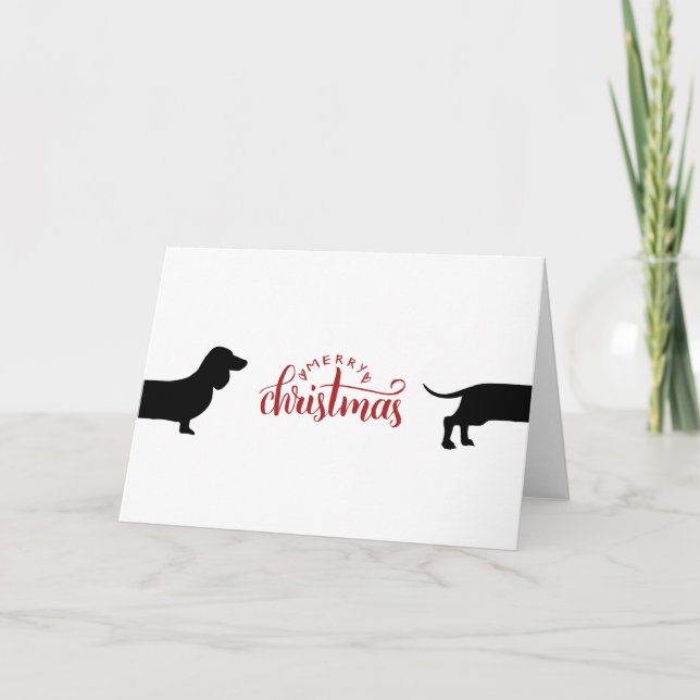 Söt dachshund God jul Helgkort (Framsida)