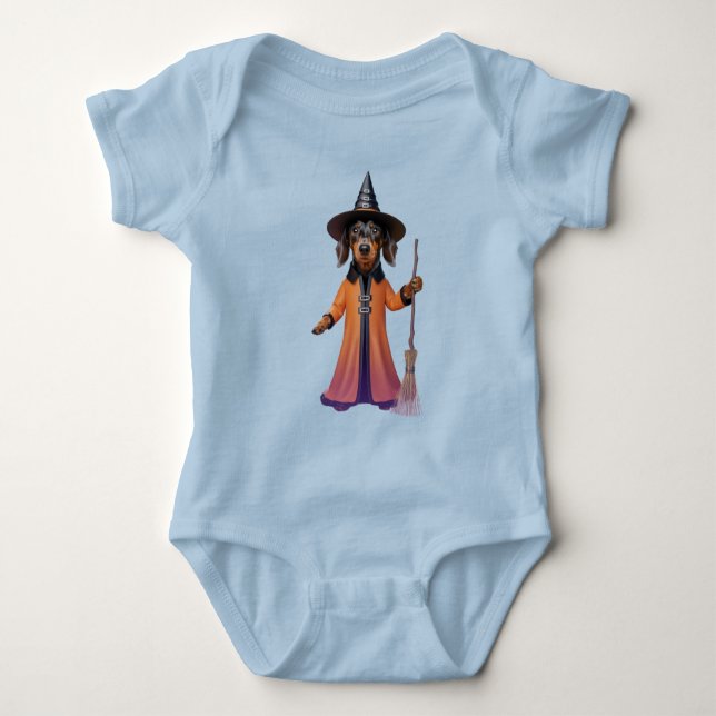 Söt Dachshund Halloween  T Shirt (Framsida)