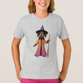 Söt Dachshund Halloween T-Shirt för Barn