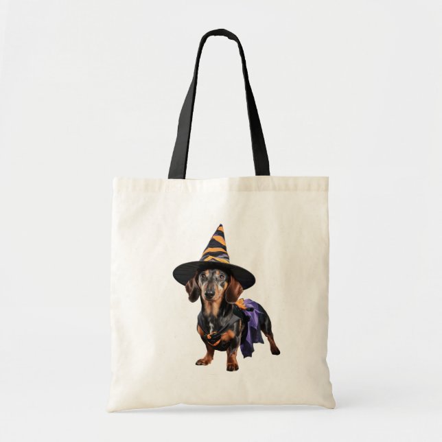 Söt Dachshund Halloweentaska för godis Tygkasse (Framsidan)