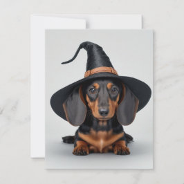 Söt Dachshund Häxa Julkort