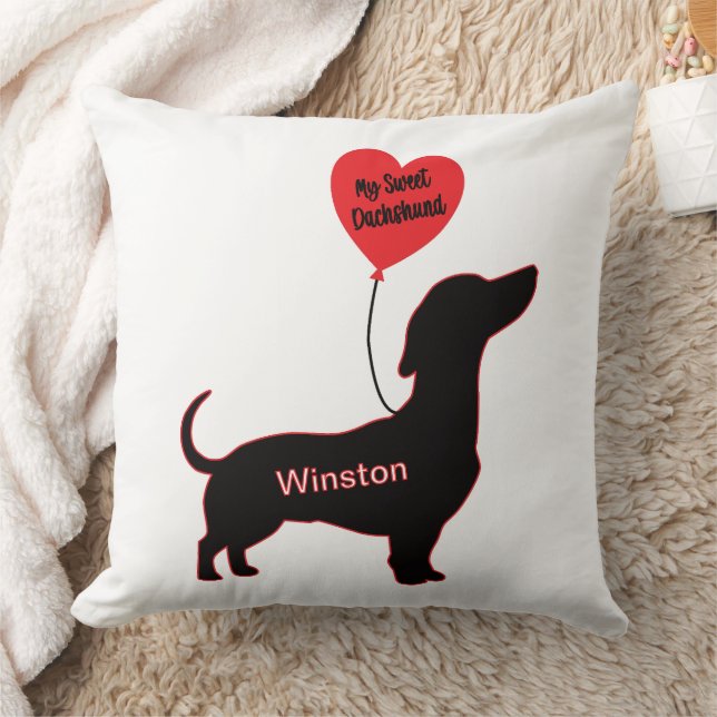 Söt Dachshund: Hjärtballong Kudde (Filt)