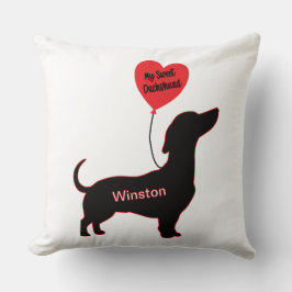 Söt Dachshund: Hjärtballong Kudde