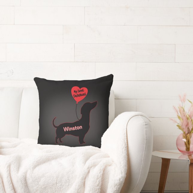 Söt Dachshund: Hjärtballong Kudde (Soffa)