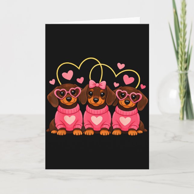 Söt Dachshund Hund Alla Hjärtans Dag Romantisk Äls Kort (Framsida)