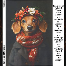 Söt Dachshund Hund i Festlig Halsduk ED9R Decoupag