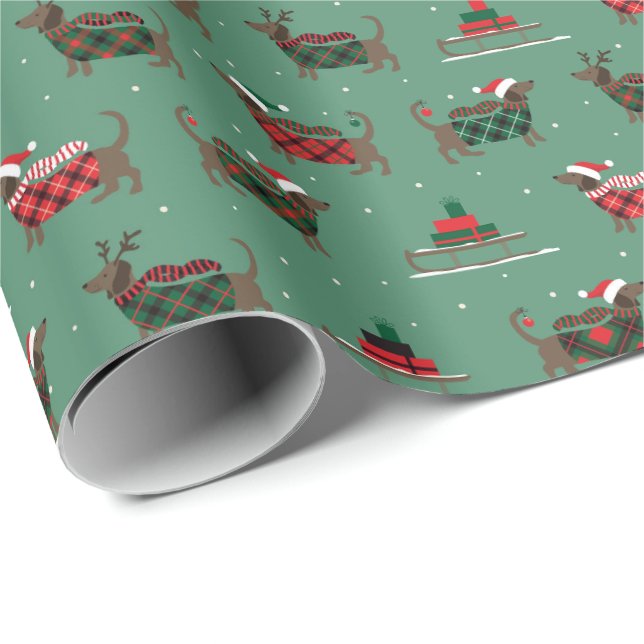 Söt Dachshund Hund Jul Presenpapper Presentpapper (Rullad Hörn)