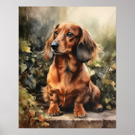 Söt Dachshund Hund Konsttryck Poster