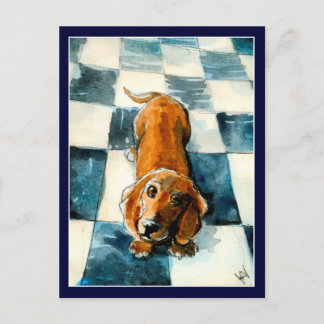 Söt Dachshund hund postkort Vykort