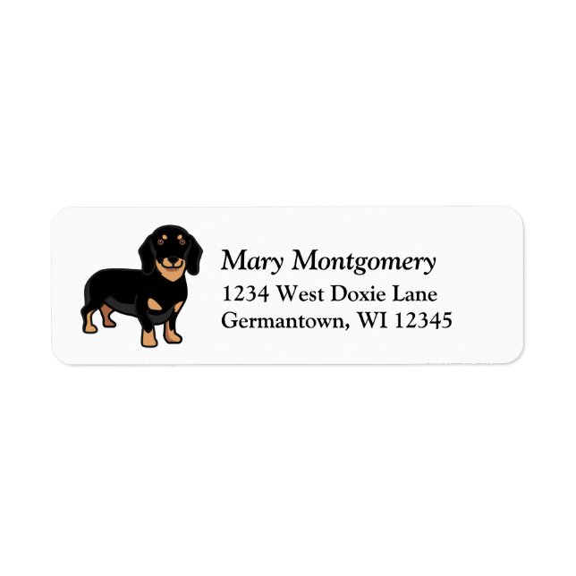 Söt Dachshund Hund Returadress Etikett (Framsidan)
