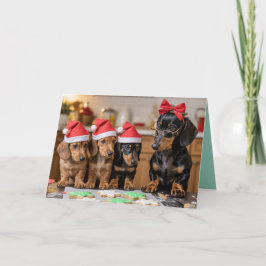Söt Dachshund Julgodis Kort