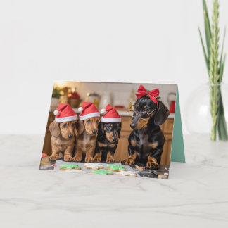 Söt Dachshund Julgodis Kort