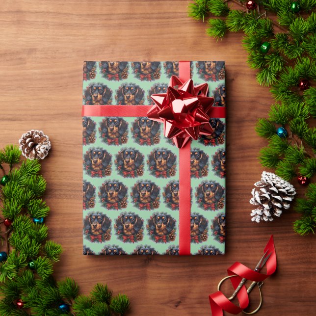 Söt Dachshund Julpresent Förpackningspapper Presentpapper (Julgåva)