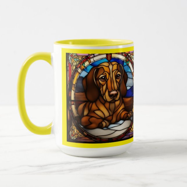 Söt Dachshund Keramisk Kaffemugg (Vänster)