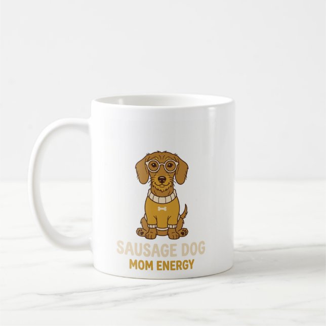 Söt Dachshund Korv Hund Mamma Energi Kaffe Mugg (Vänster)