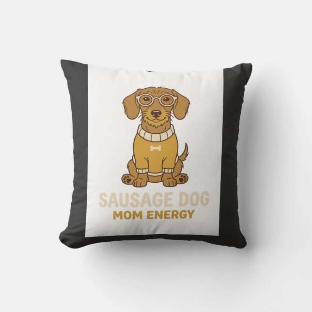 Söt Dachshund Korv Hund Mamma Energi Kaffe Mugg Kudde (Framsida)