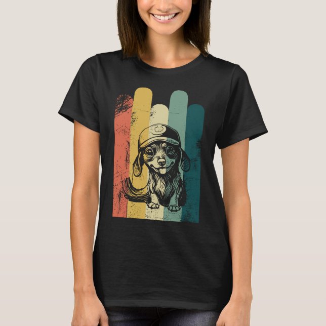 Söt Dachshund med sockelsockel hund T Shirt (Framsida)