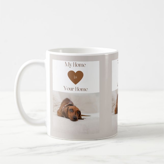Söt Dachshund Mitt Hem Är Ditt Hem Hundälskare Pre Kaffemugg (Vänster)