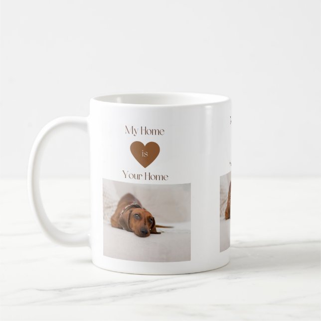 Söt Dachshund Mitt Hem Är Ditt Hem Hundälskare Pre Kaffemugg (Vänster)