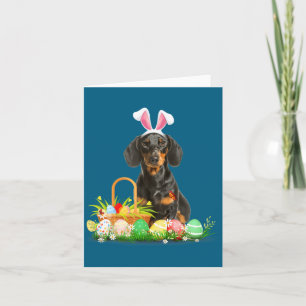 Söt dachshund påskdag kanin ägg påsk kostym kort