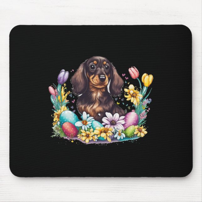 Söt Dachshund Påskdag Wiener Wiener Påskägg Musmatta (Framsidan)