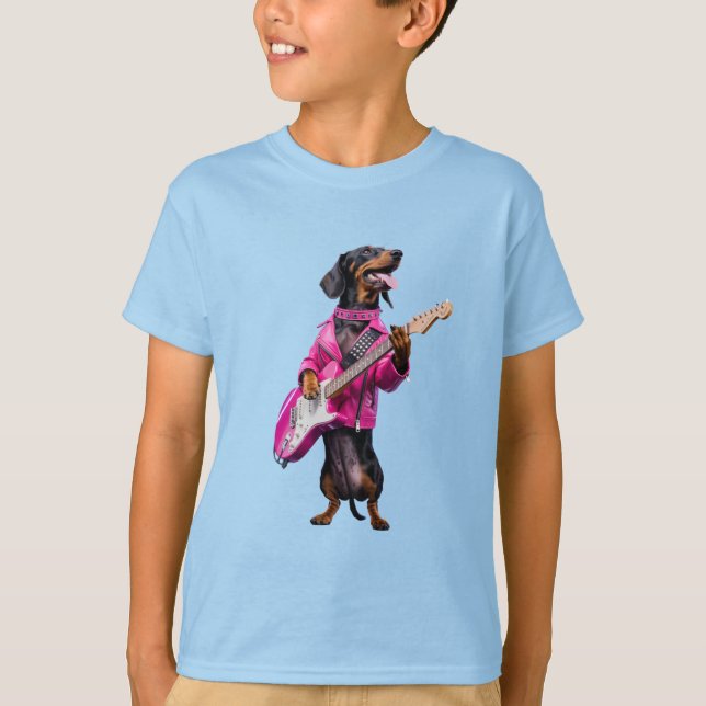 Söt dachshund rockstjärna t-shirt (Framsida)