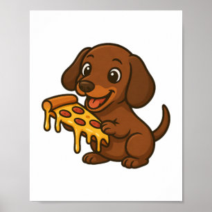 Söt Dachshund-serie pizza pizzälskare hund Poster