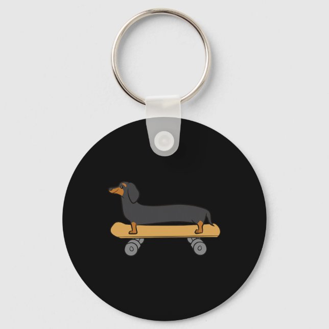 Söt Dachshund som Skateboardar  Nyckelring (Framsida)