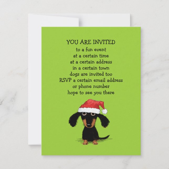 Söt Dachshund Tomte Julfest Inbjudningar (Framsida)