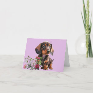 Söt Dachshund Valp Tom Julkort Kort