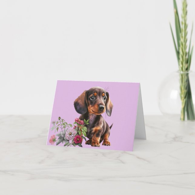 Söt Dachshund Valp Tom Julkort Kort (Framsida)