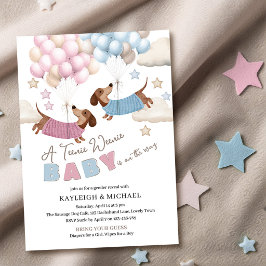 Söt Dachshund Wiener Dog Könsbestämning Baby Inbjudningar