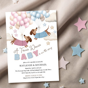 Söt Dachshund Wiener Dog Könsbestämning Baby Inbjudningar