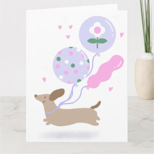 Söt Dachshund Wiener Hund Älskare Parti Rosa Kort