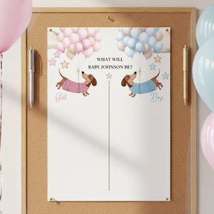 Söt dachshund wienerdog könsbestämmande spel poster