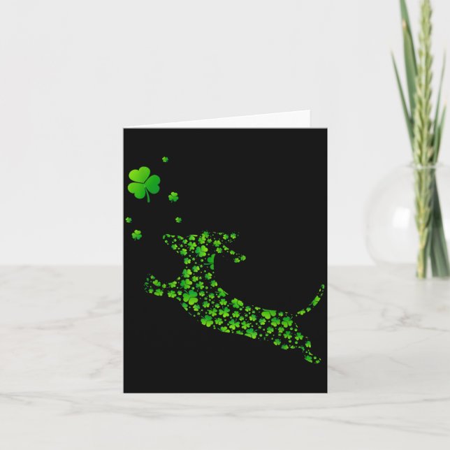 Söt dachshundhund med irländsk shamrock St Patrick Kort (Framsida)